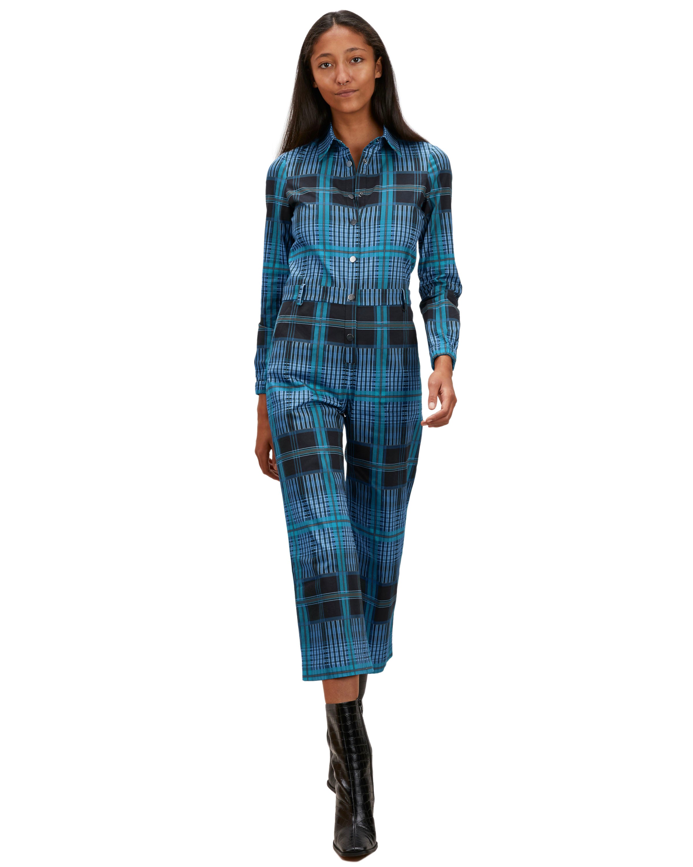 Alex Jumpsuit | Ocean Plaid