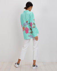 Zoe Shirt | Aqua Stitch Florals