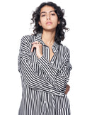 Riley Shirtdress | Black Rumpled Stripe