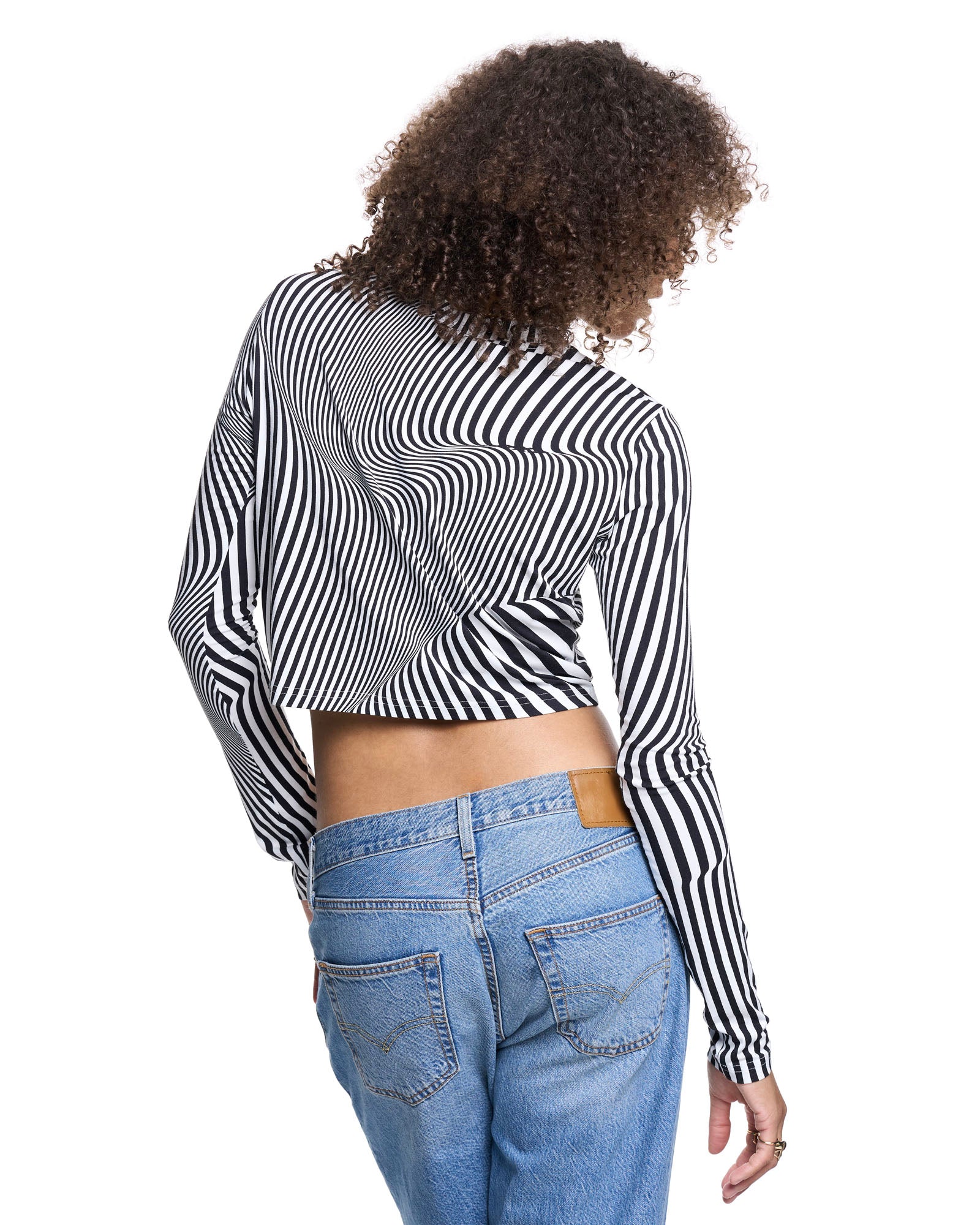 Ali Tee | Black Rumpled Stripe