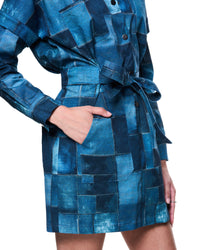 Dottie Cargo Dress | Blue Patchwork