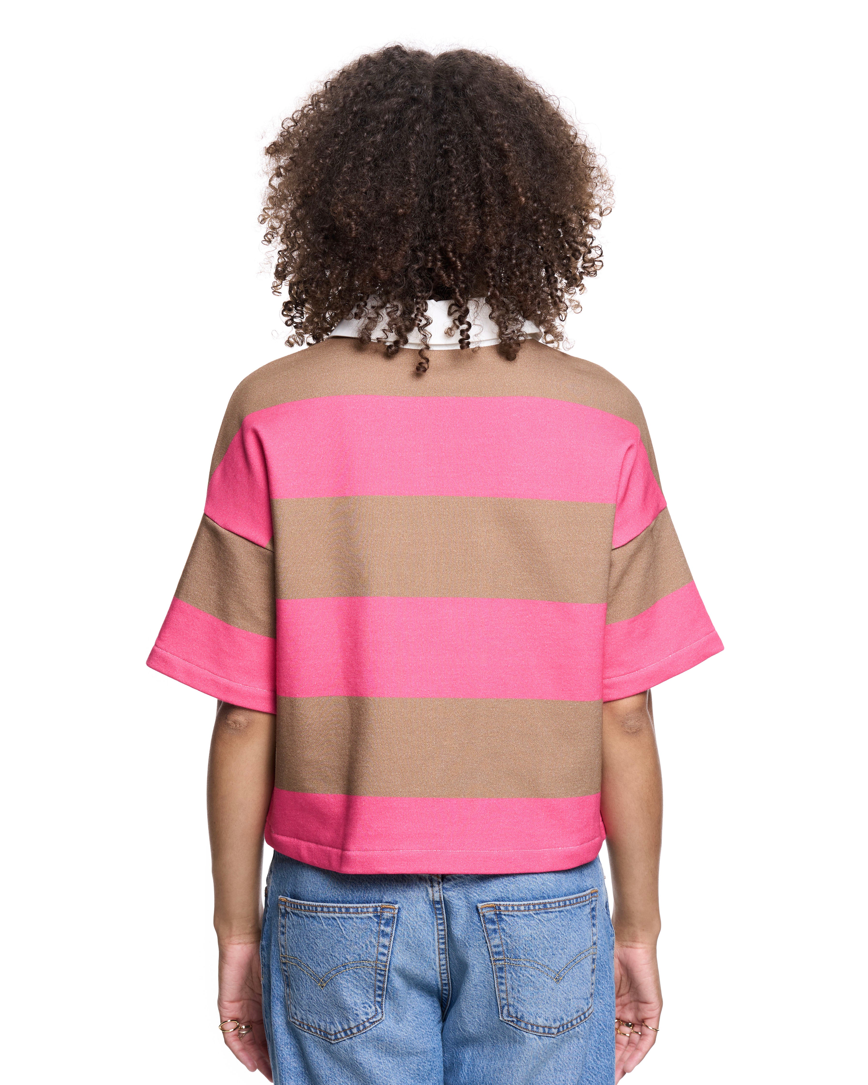 Rugby Shirt | Pink Mocha Stripe