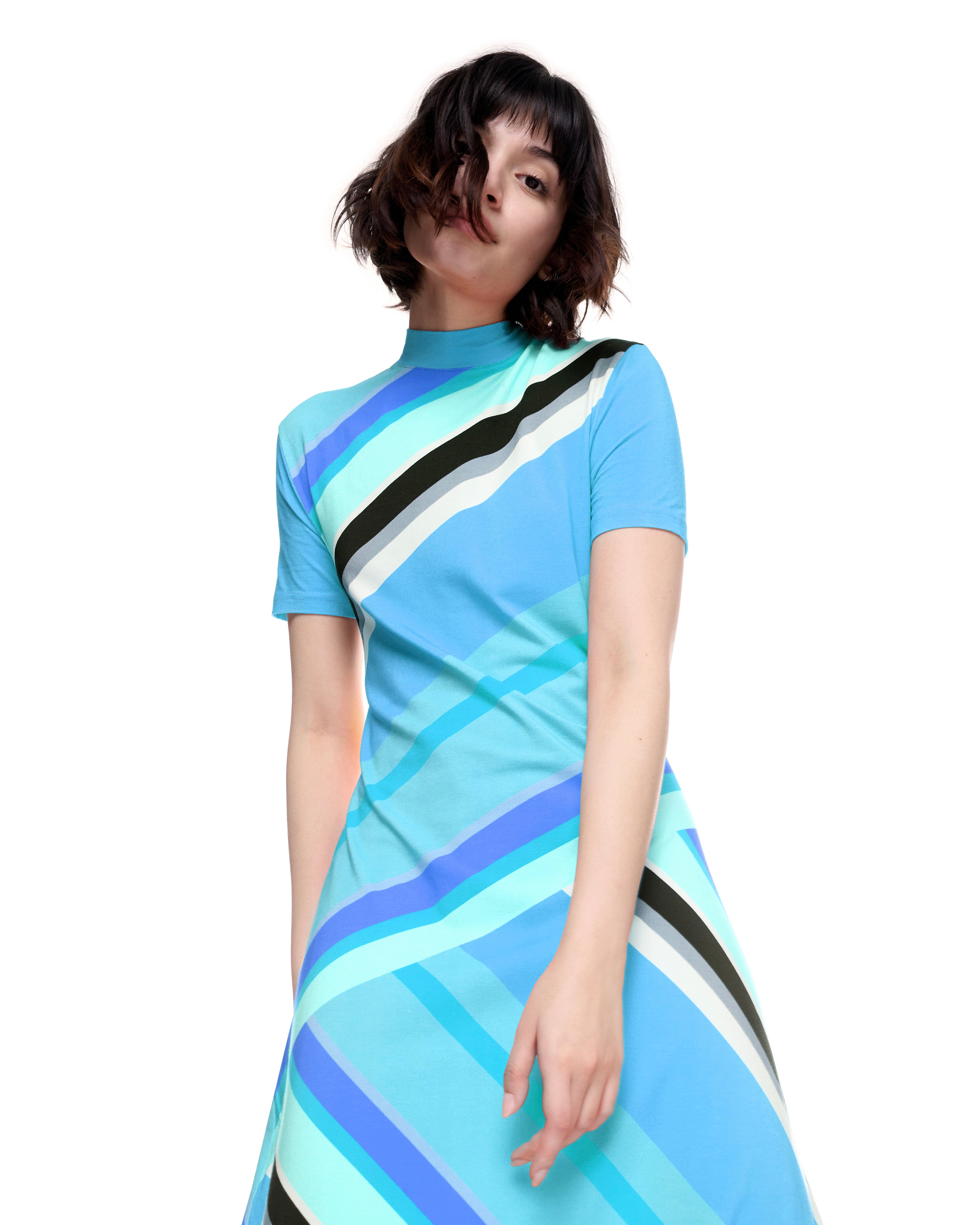 Lola Dress | Cyan Stripe