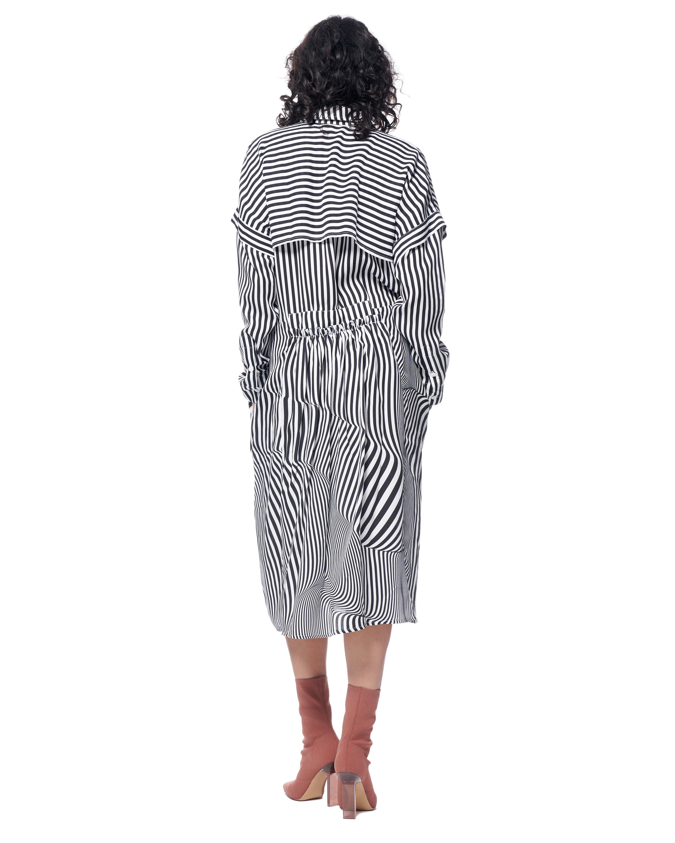 Riley Shirtdress | Black Rumpled Stripe