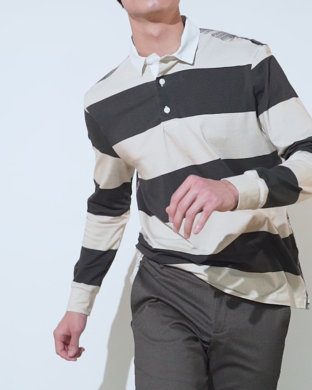 Kieran Rugby | Ivory Charcoal Stripe