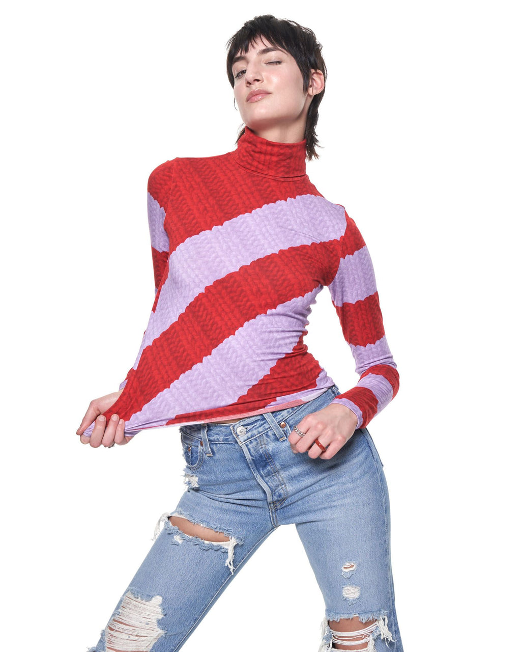 Turtleneck | Red Lilac Stripe | thekitnyc – THE KIT.